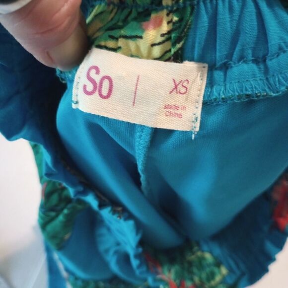 Tropical print ruffle trimmed tiered mini skirt - Picture 4 of 7